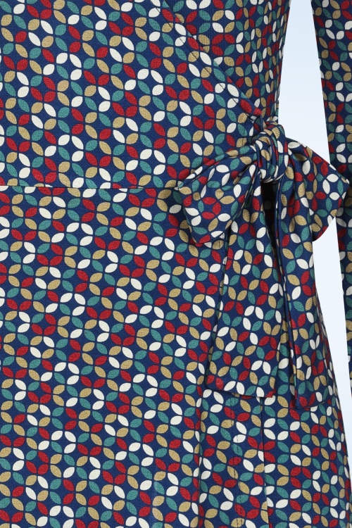 Circus - Roulade Wrap jurk in blauw en multi 2