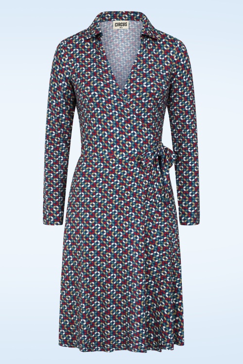 Circus - Roulade Wrap jurk in blauw en multi
