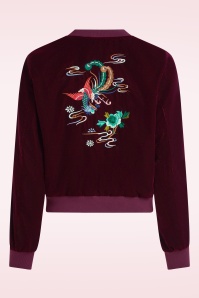 King Louie - Bessie Gamine Velvet bomber jasje in bordeauxrood  2