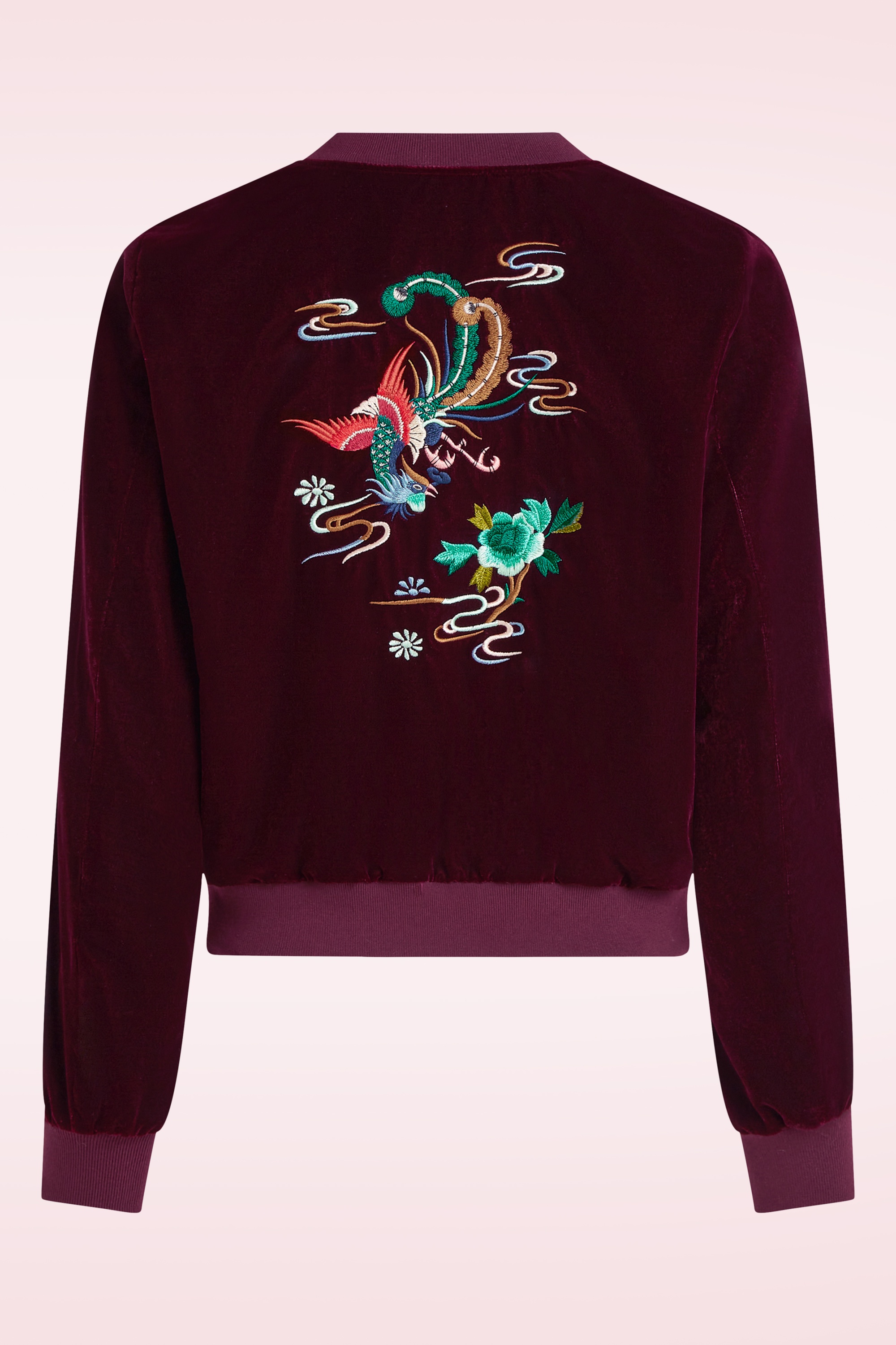 King Louie - Bessie Gamine Velvet bomber jasje in bordeauxrood  2
