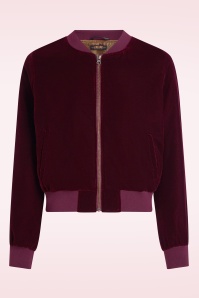 King Louie - Bessie Gamine Velvet bomber jasje in bordeauxrood 