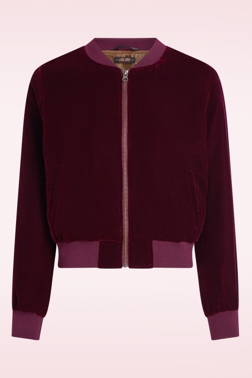 King Louie - Bessie Gamine Velvet bomber jasje in bordeauxrood 