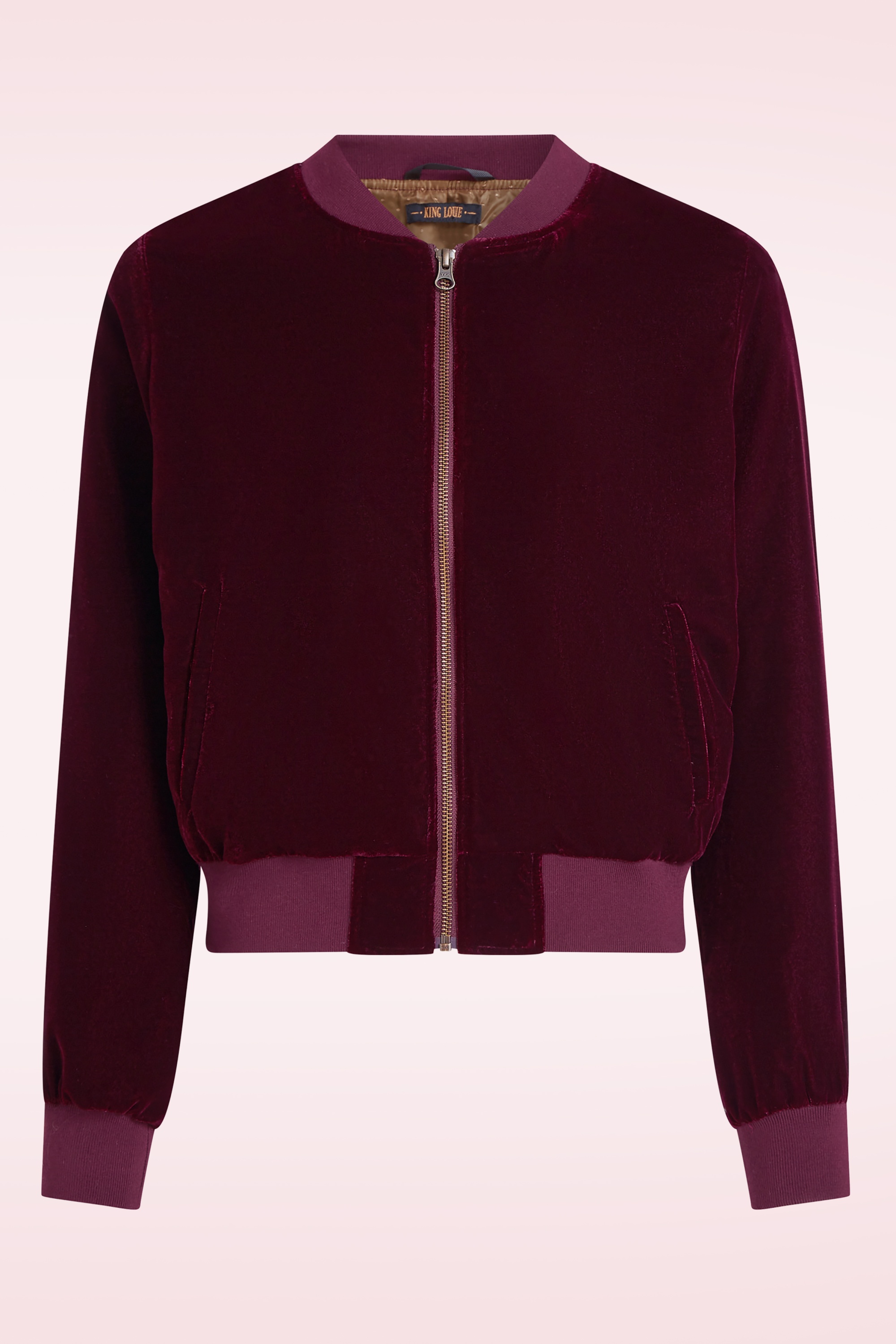 King Louie - Bessie Gamine Velvet bomber jasje in bordeauxrood 