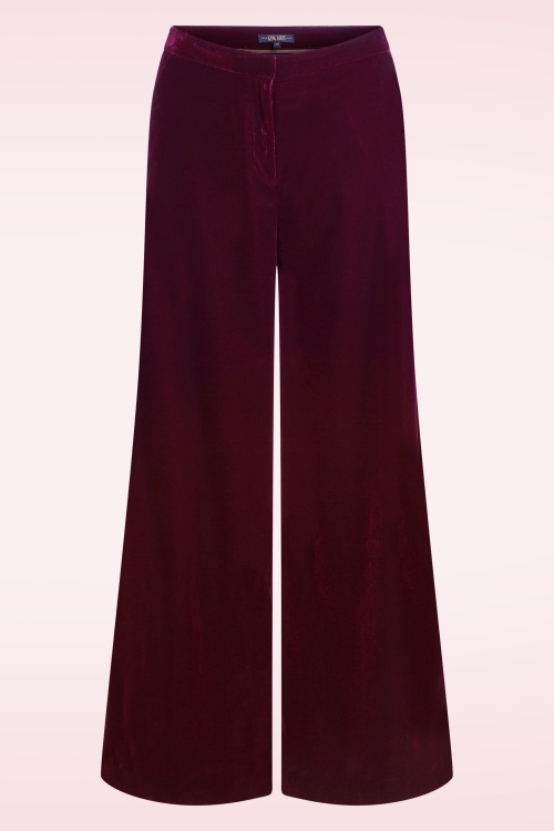 King Louie - Peppa Gamine Velvet pantalon in bordeaux rood
