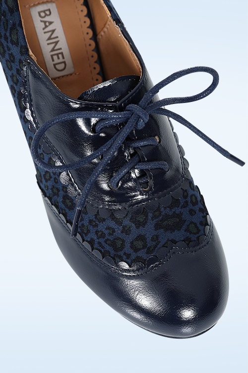 Banned Retro - Bertie Leopard shoe booties in navy 2