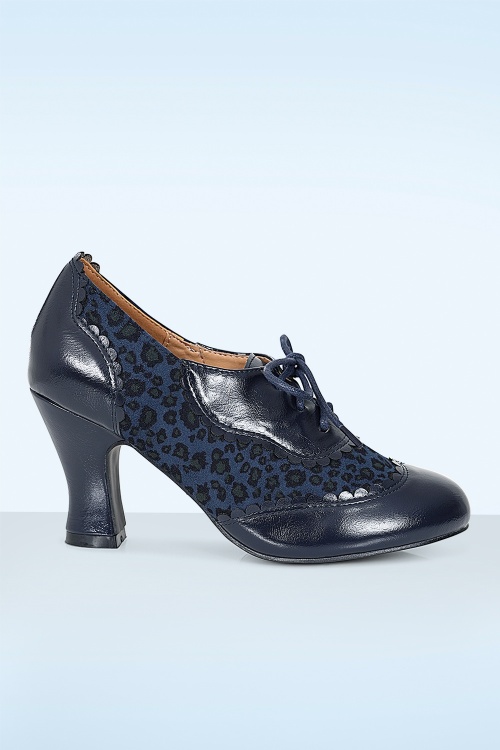 Banned Retro - Bertie Leopard shoe booties in navy