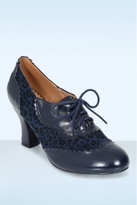 Banned Retro - Bertie Leopard shoe booties in navy 3