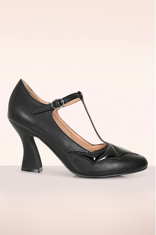 Banned Retro - Elvira T-Strap pumps in zwart