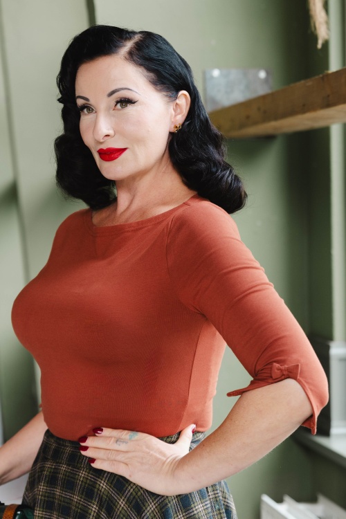 Banned Retro - Oonagh-topje in bruin