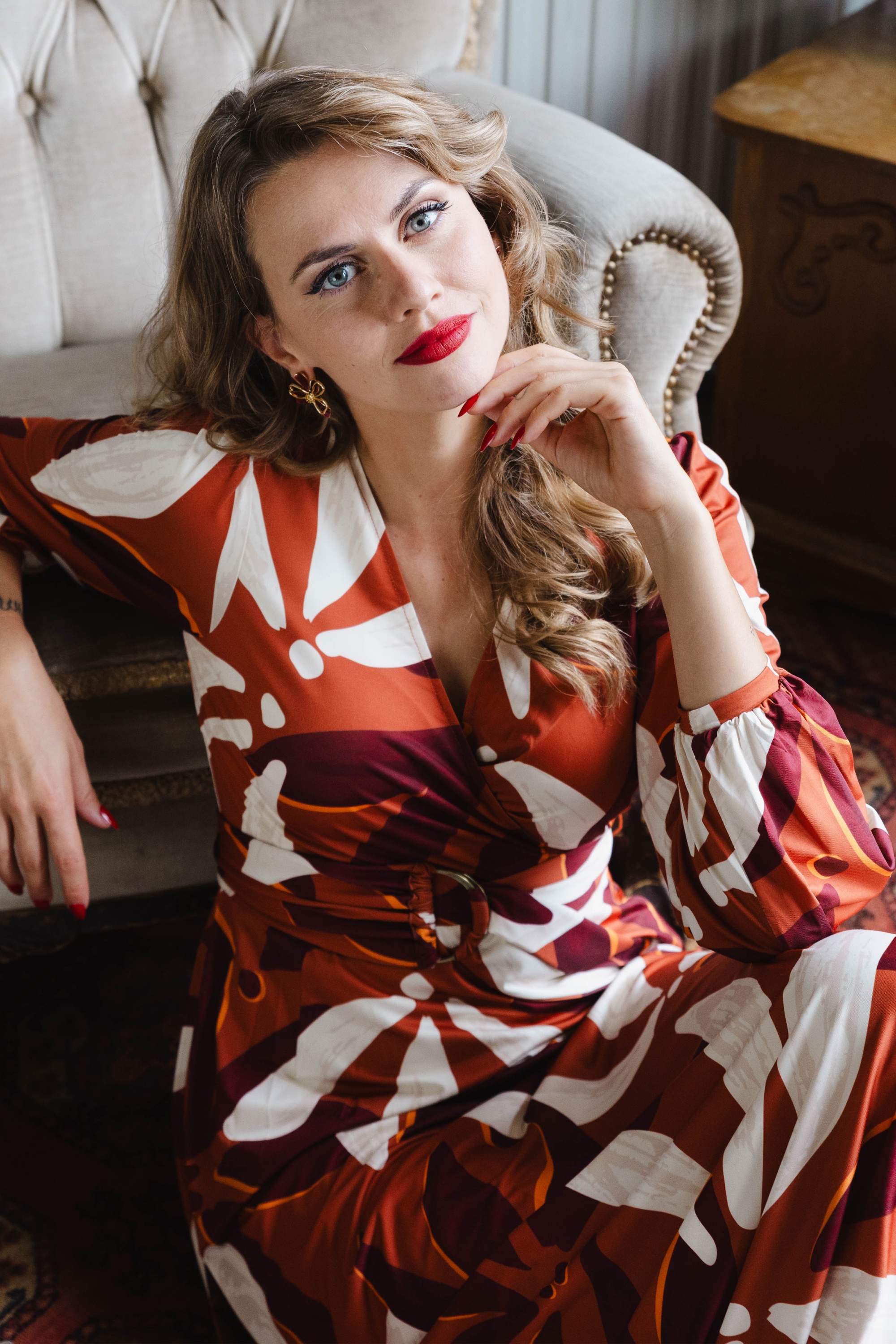 K-Design - Stella Crossover maxi jurk in donker oranje