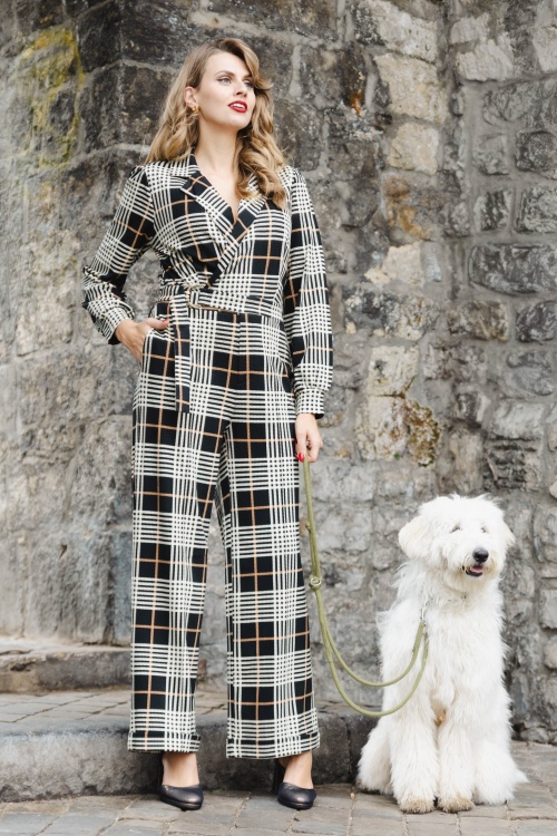 K-Design - Daria Tartan jumpsuit in zwart