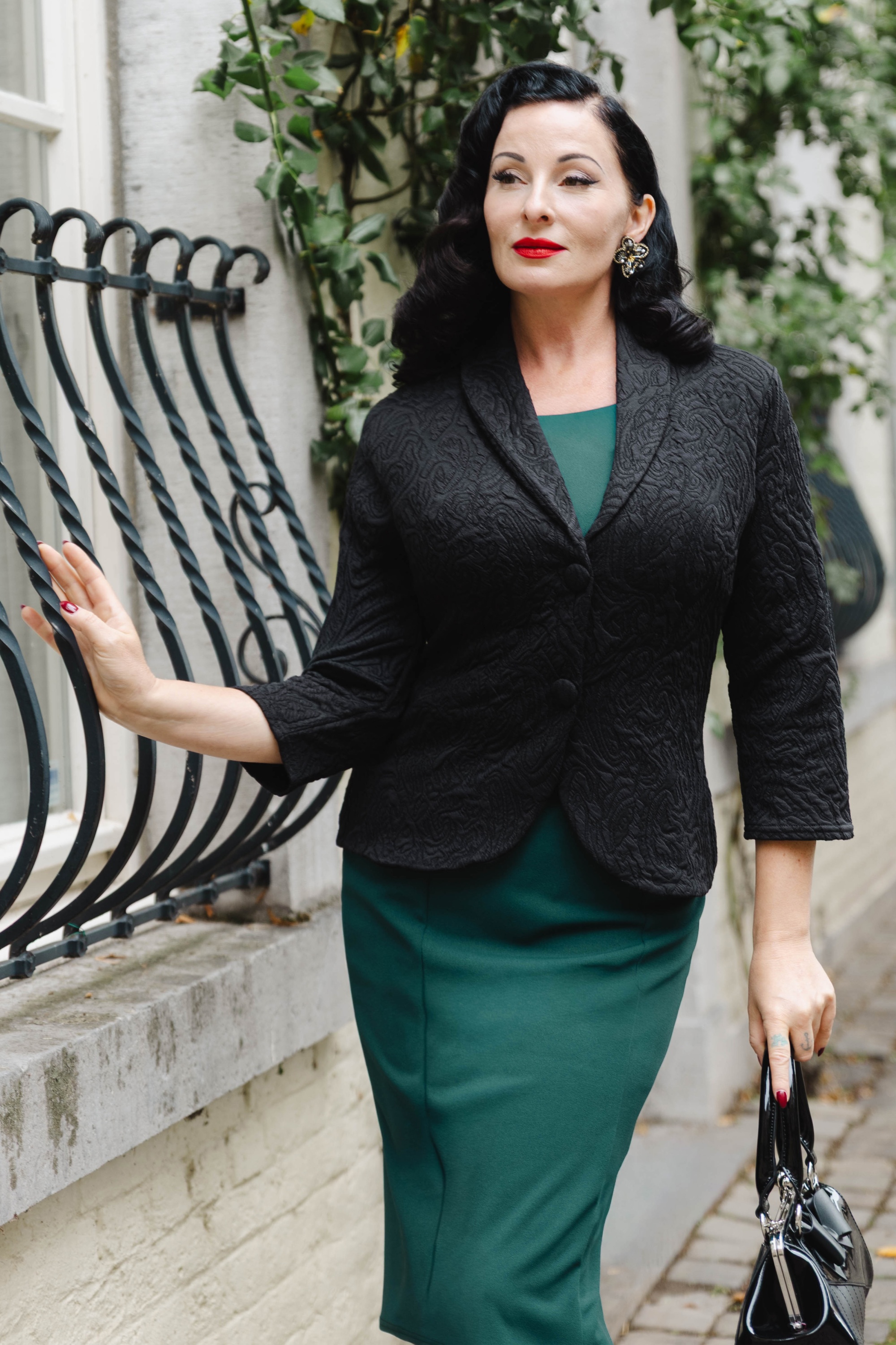 Vintage Chic for Topvintage - Topvintage exclusive ~ Beatrice jacquard blazer in zwart