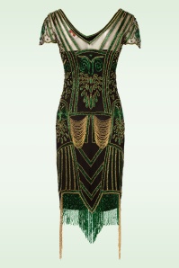 GatsbyLady - Genava Flapper jurk in zwart en groen 3