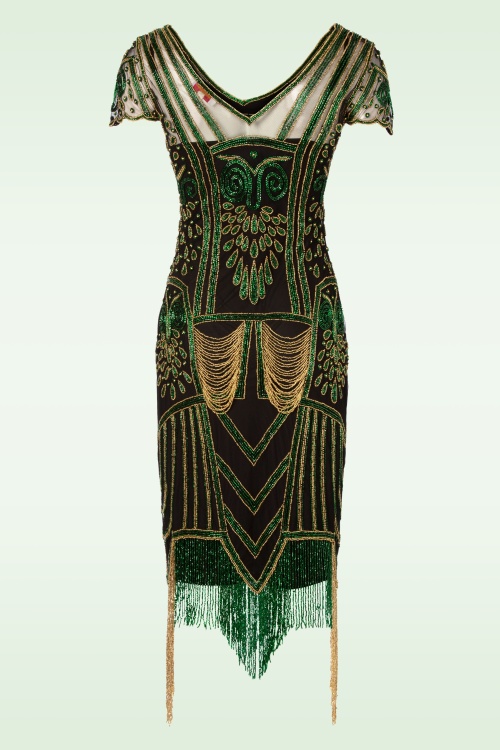 GatsbyLady - Genava Flapper jurk in zwart en groen 3