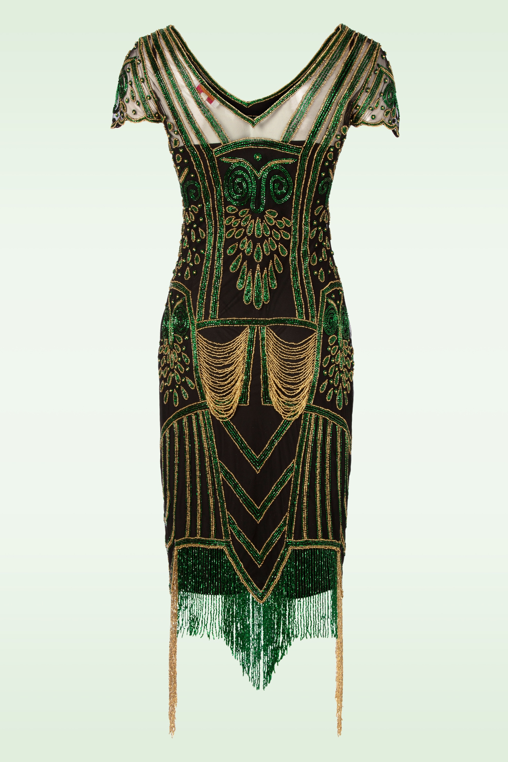 GatsbyLady - Genava Flapper jurk in zwart en groen 3