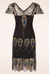GatsbyLady - Amelia Peacock Flapper jurk in zwart en blauw 5