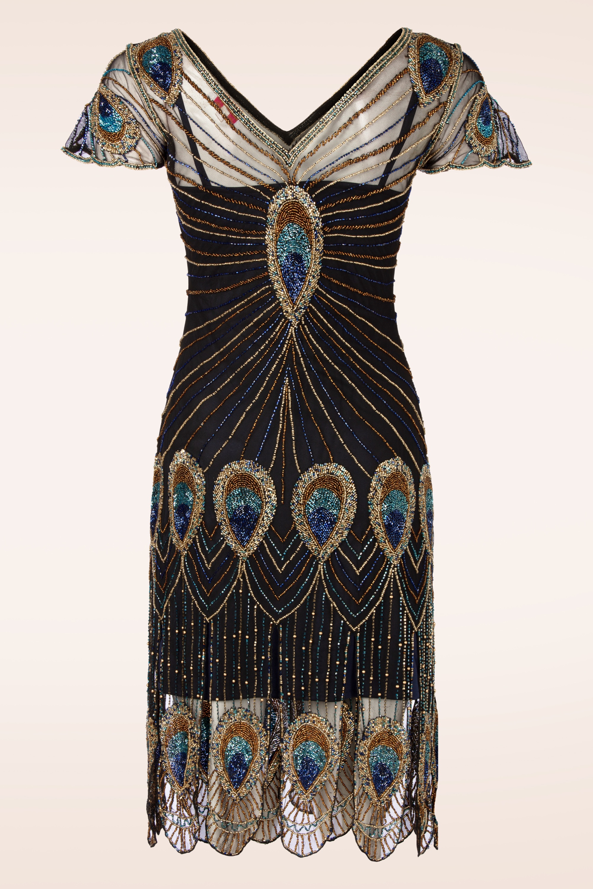 GatsbyLady - Amelia Peacock Flapper jurk in zwart en blauw 5