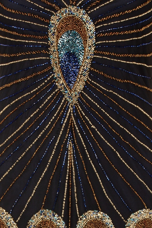 GatsbyLady - Amelia Peacock Flapper jurk in zwart en blauw 4