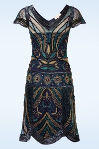 GatsbyLady - Dora Art Deco Flapper jurk in navy