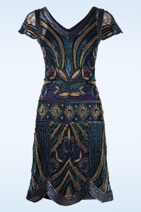GatsbyLady - Dora Art Deco Flapper jurk in navy 3