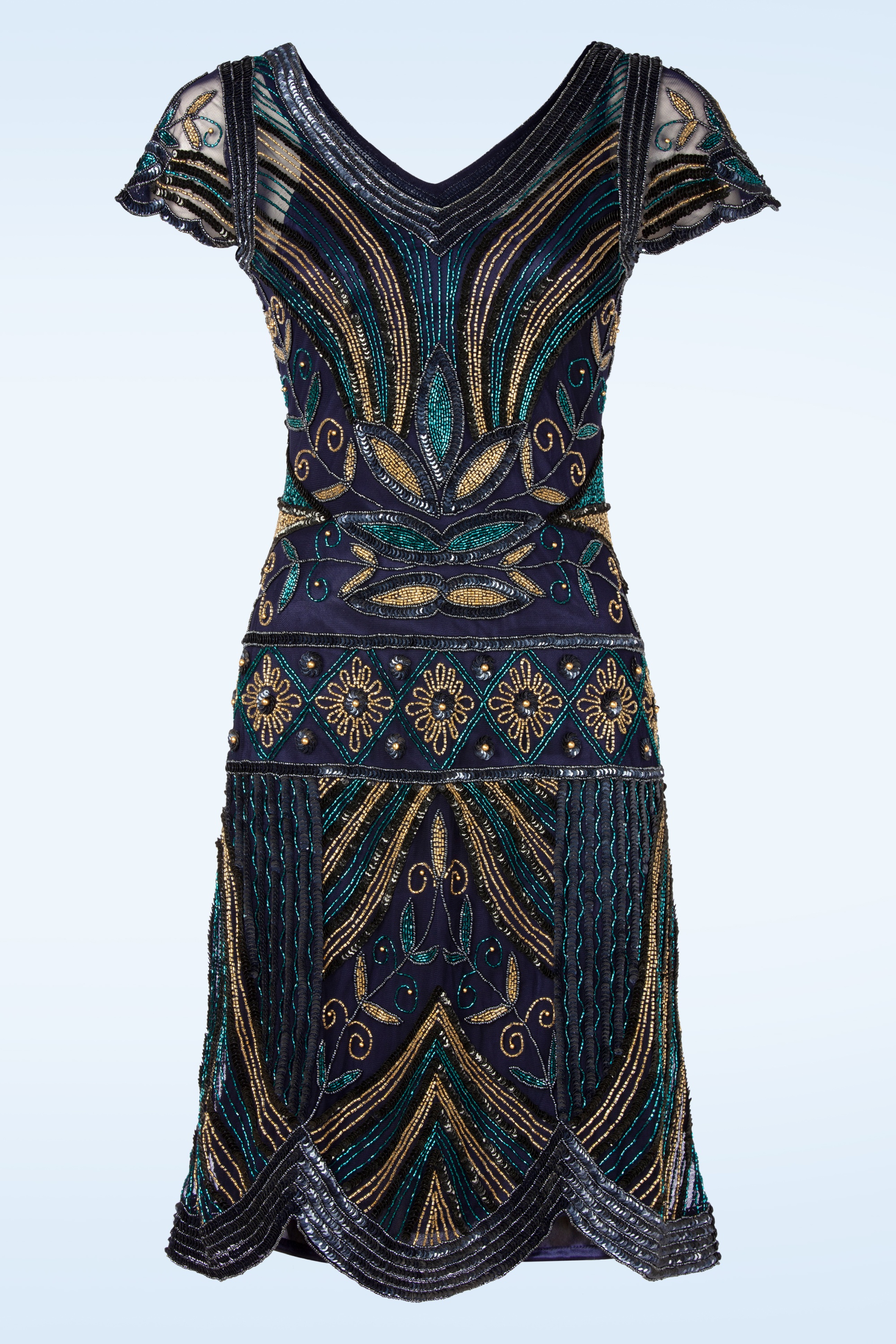 GatsbyLady - Dora Art Deco Flapper jurk in navy 3