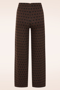 Surkana - Taylor pantalon met grafische print in zwart en bruin 3
