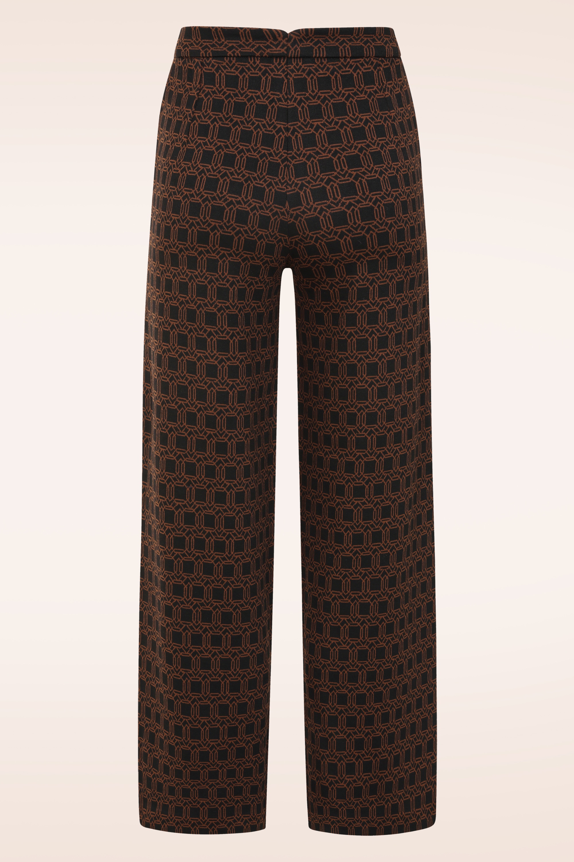 Surkana - Taylor pantalon met grafische print in zwart en bruin 3
