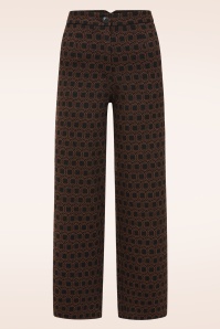 Surkana - Taylor pantalon met grafische print in zwart en bruin