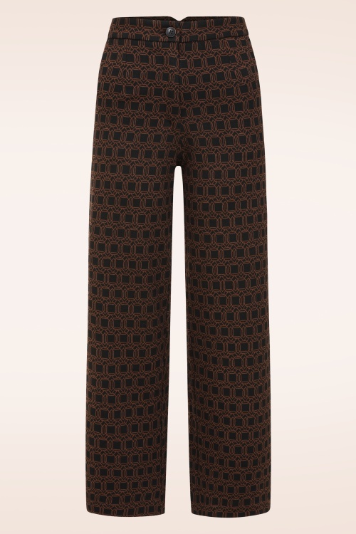 Surkana - Taylor pantalon met grafische print in zwart en bruin