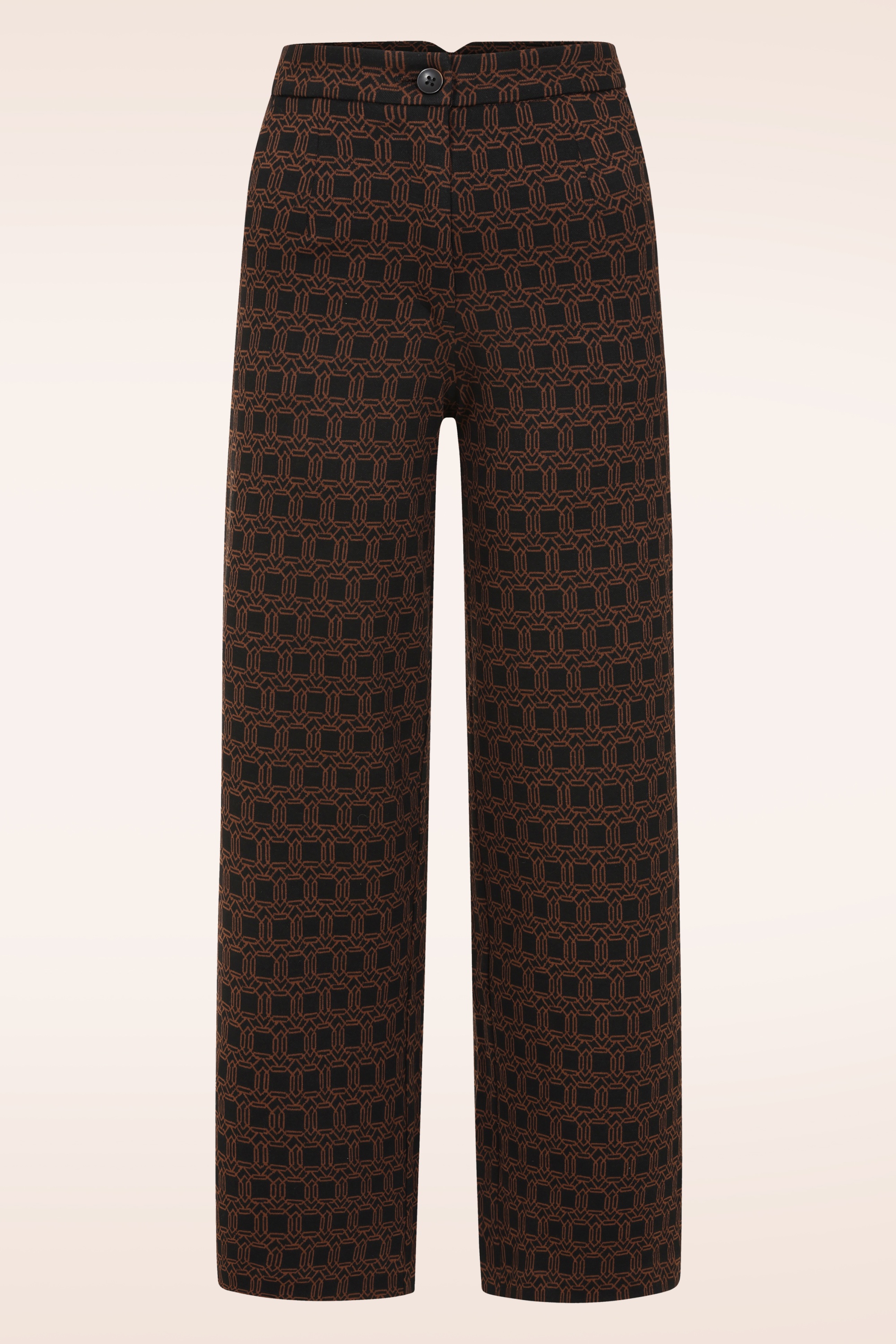Surkana - Taylor pantalon met grafische print in zwart en bruin
