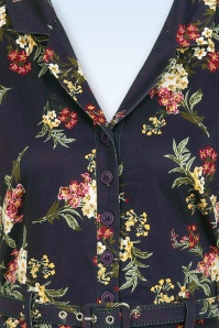 Banned Retro - Evening Bloom swing jurk in donkerblauw 3