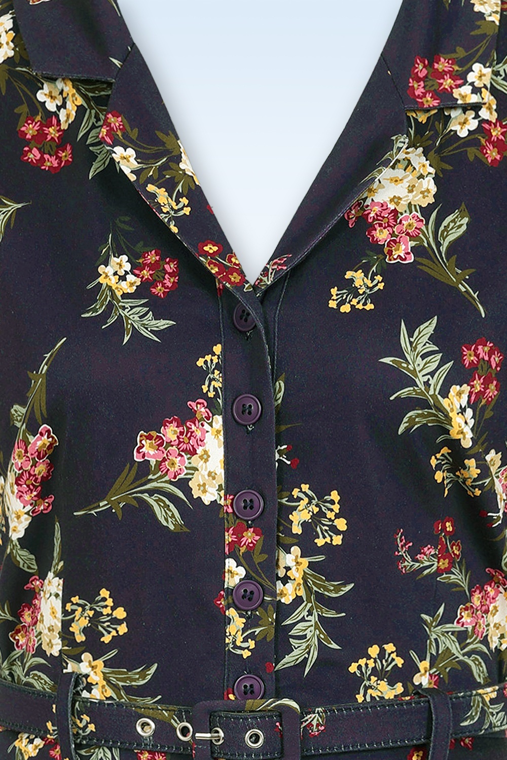 Banned Retro - Evening Bloom swing jurk in donkerblauw 3