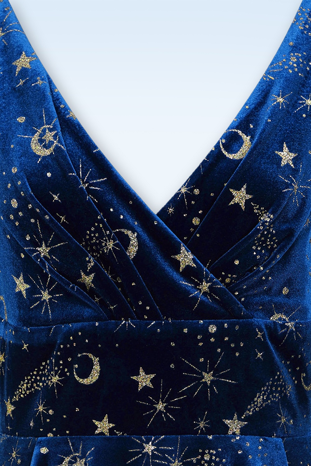 Banned Retro - Moonlit Stardust fluwelen swing jurk in middernachtblauw 2