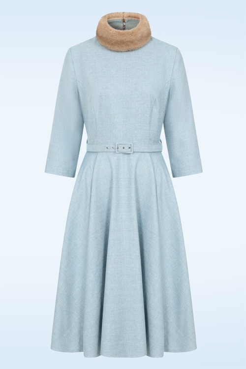 Banned Retro - Icy Charm swing jurk in lichtblauw