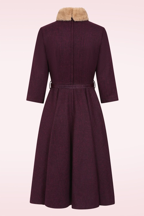 Banned Retro - Cosy Charm swing jurk in bordeauxrood 3