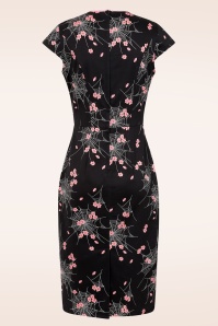 Banned Retro - Spiderblossom Pencil jurk in zwart 4