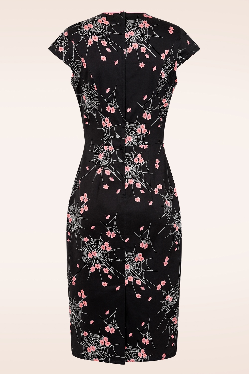 Banned Retro - Spiderblossom Pencil jurk in zwart 4