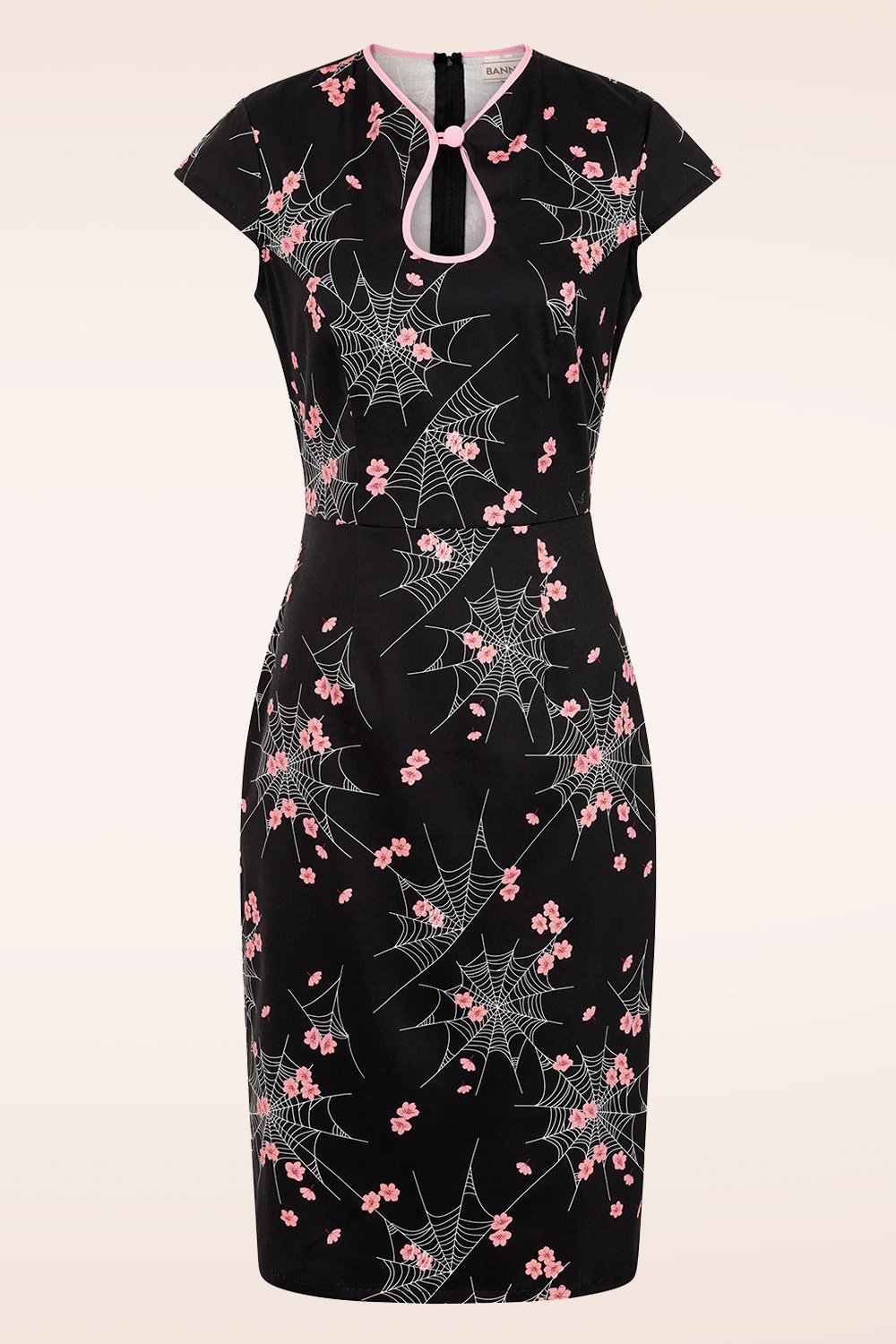 Banned Retro - Spiderblossom Pencil jurk in zwart