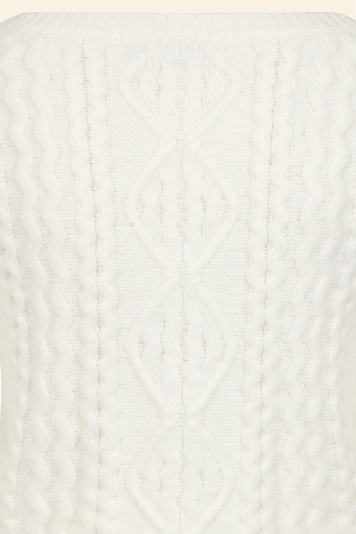 Banned Retro - Winter Whisper kabel gebreide trui in ivoorwit 5