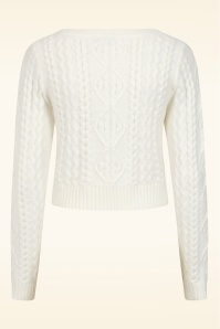 Banned Retro - Winter Whisper kabel gebreide trui in ivoorwit 6