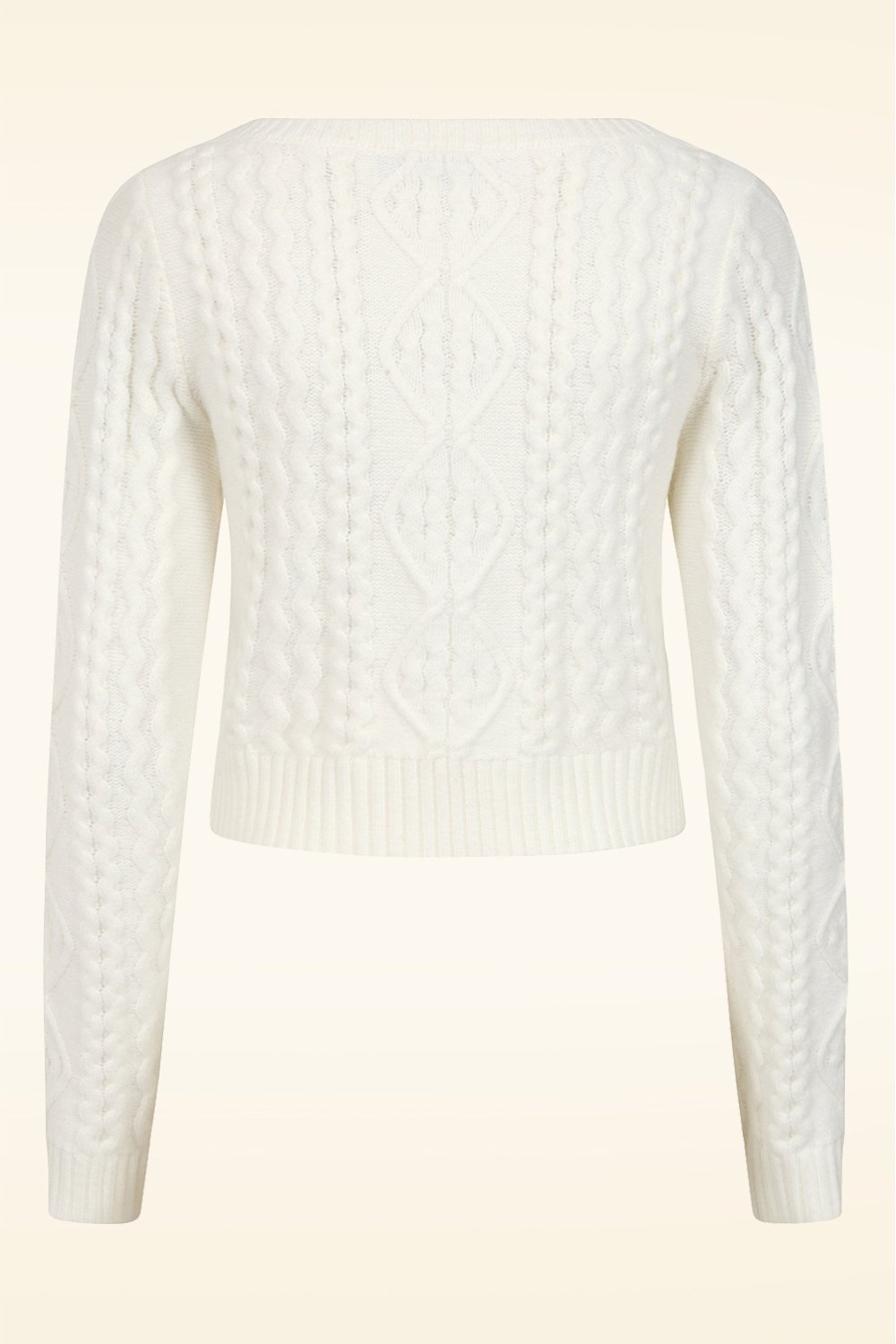 Banned Retro - Winter Whisper kabel gebreide trui in ivoorwit 6