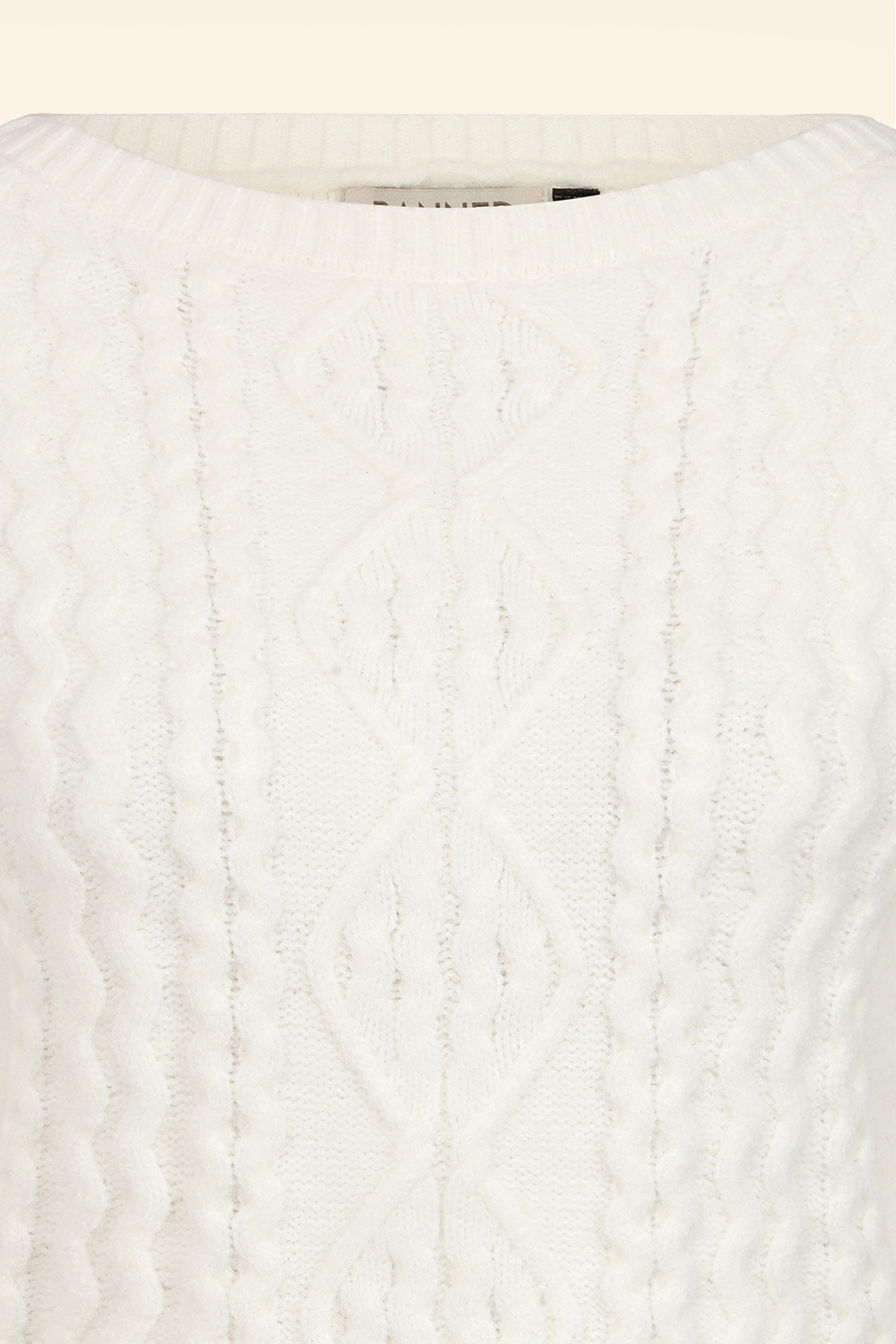 Banned Retro - Winter Whisper kabel gebreide trui in ivoorwit 4