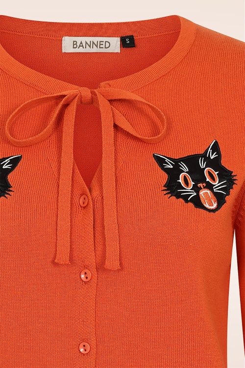 Banned Retro - Purrfectly Pumpkin cardigan in oranje 4