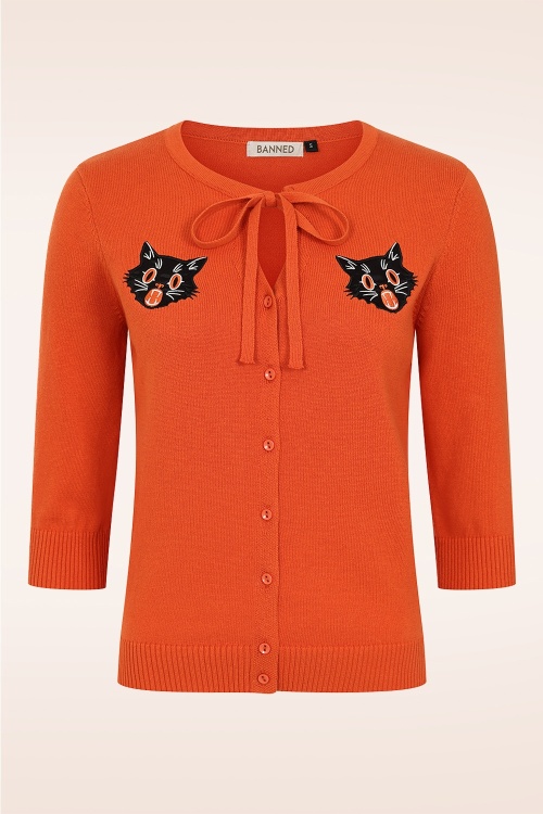Banned Retro Purrfectly Pumpkin Cardigan in Orange | Topvintage