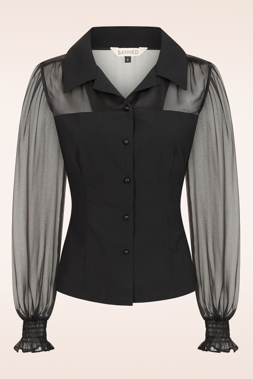 Banned Retro - Bernice blouse in zwart 2