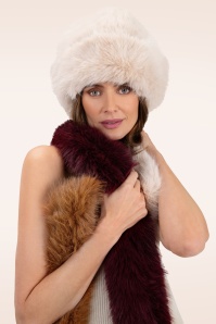 Powder - Elsa 3-tone faux fur sjaal in damson, mokka en crème 2