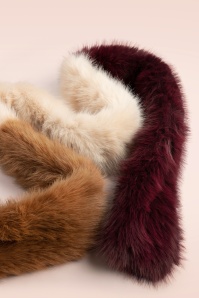 Powder - Elsa 3-tone faux fur sjaal in damson, mokka en crème