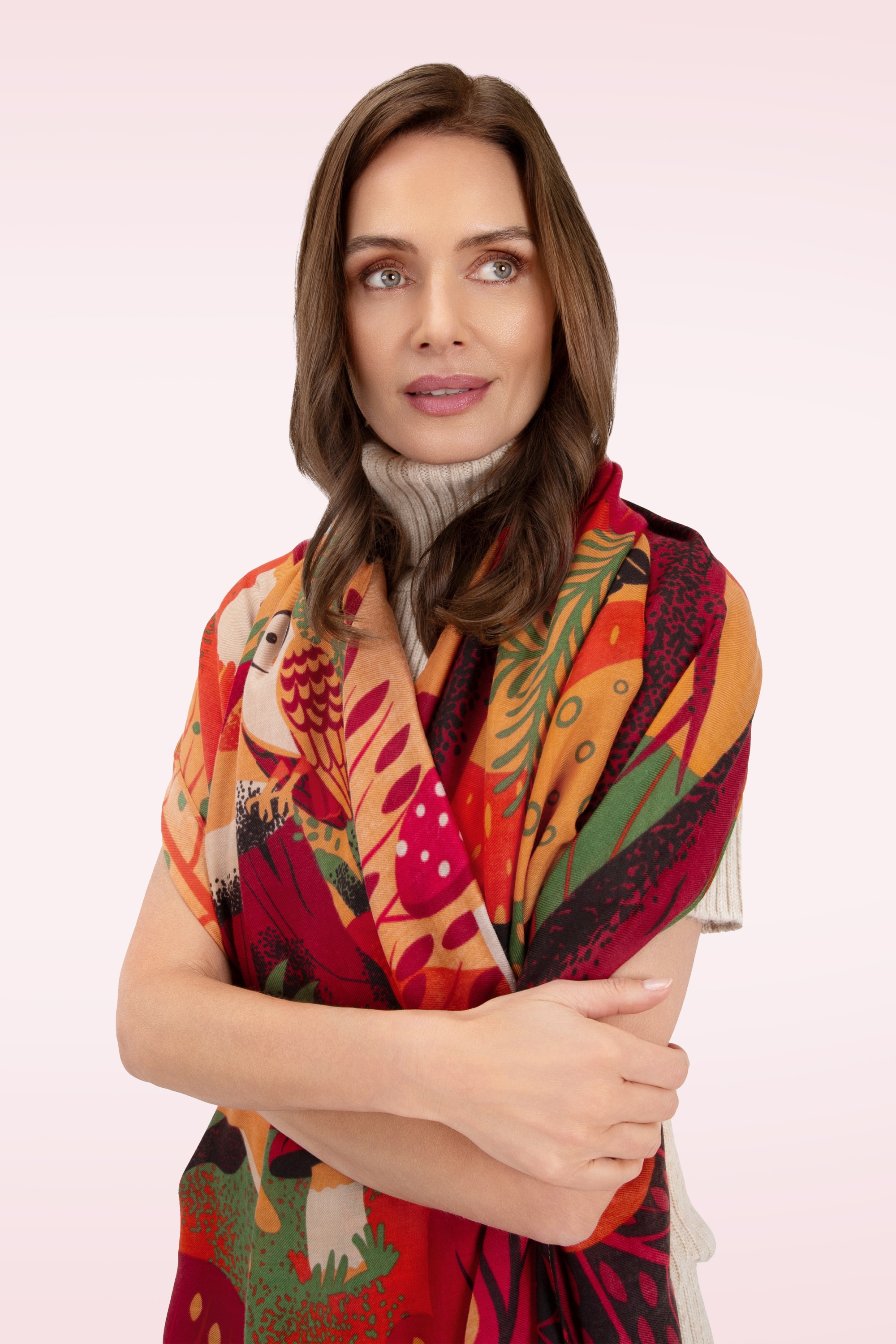 Powder - Autumn Forest Friends print sjaal in multi