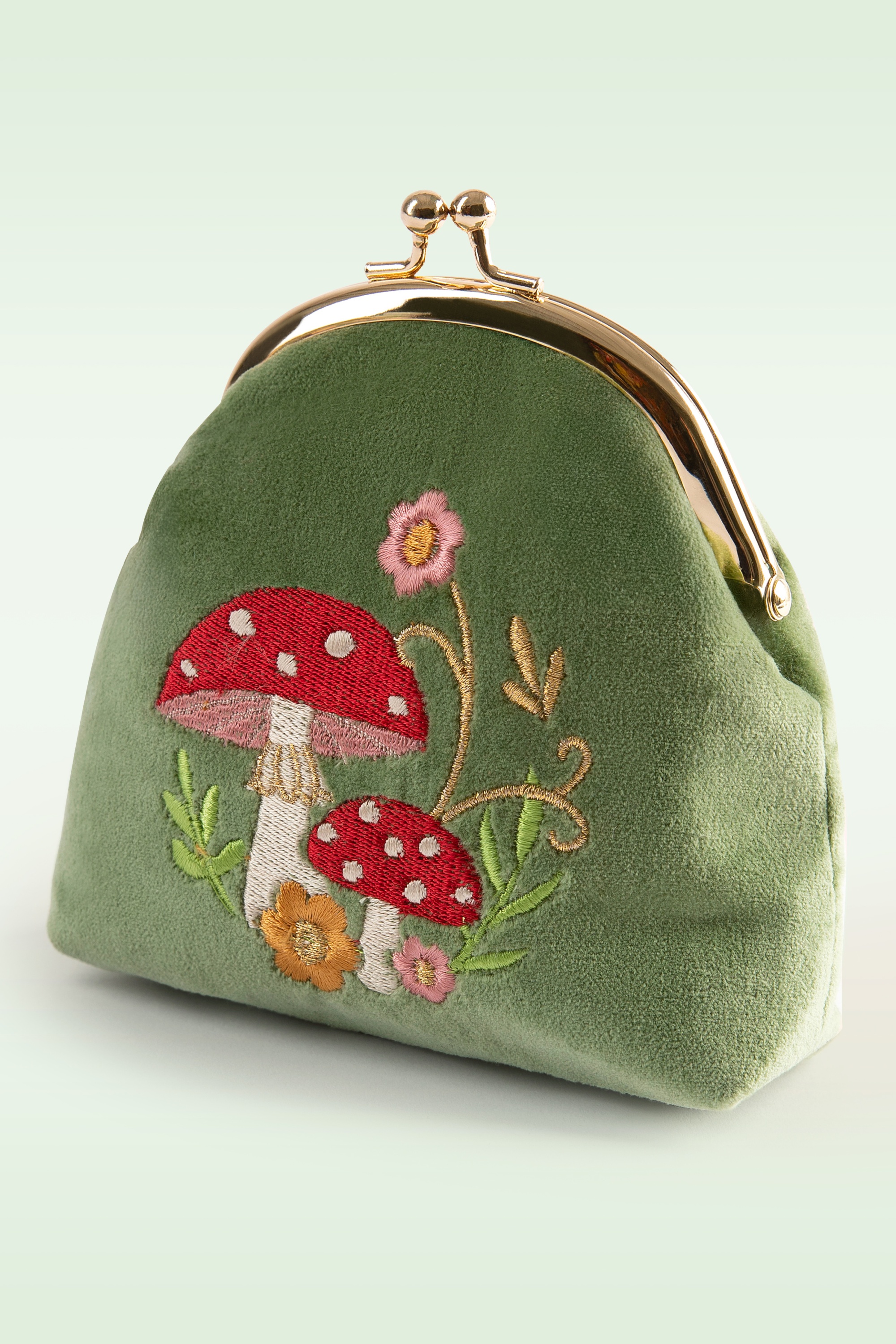 Powder - Toadstools fluwelen coin purse in groen