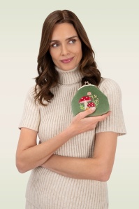 Powder - Toadstools fluwelen coin purse in groen 2
